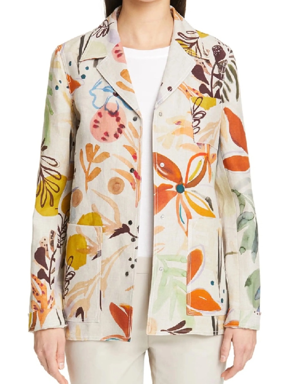 Lafayette 148 New York Multicolor Floral Watercolor Blazer